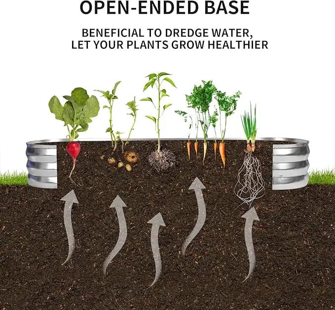 GADI Raised Garden Bed Kit for Vegetables Flower Galvanized Metal Planter Boxs Designed for Easy DIY and Cleaning Not Twist Or Rot (Silver) by GreenHaven Gardens