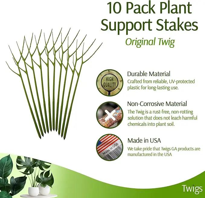 Plant Support Stakes, Stem Holder Structures for Indoor & Outdoor Use, Garden Accessories for Climbing & Potted Plants, Trellis Alternative - Peony (Light Green), 10 Pack, 22" L, Original by GreenHaven Gardens