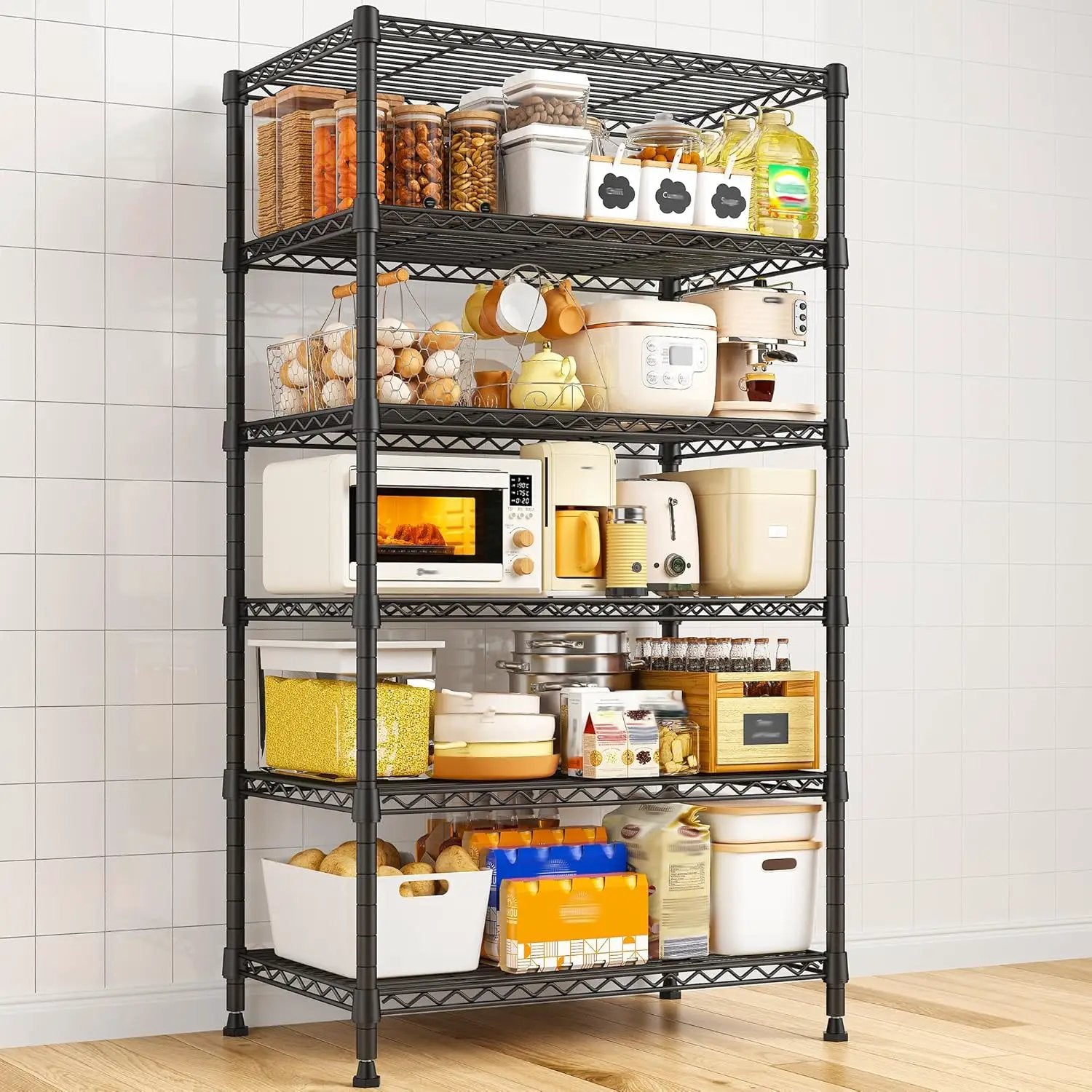 REIBII 6 Tier Shelf Metal Shelving 70"H Storage Shelves Sturdy Wire Rack Shelf Units Adjustable Detachable Storage Shelving Unit for Kitchen Laundry Pantry Garage Commercial 71"H x 21.65"W x 11.8"D by GreenHaven Gardens