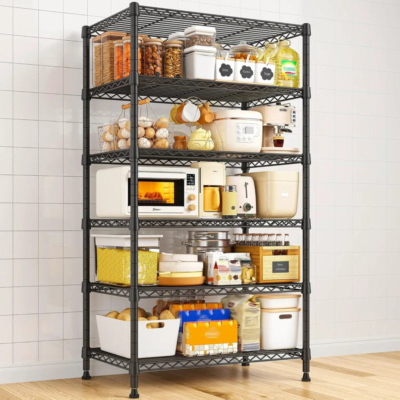 REIBII 6 Tier Shelf Metal Shelving 70"H Storage Shelves Sturdy Wire Rack Shelf Units Adjustable Detachable Storage Shelving Unit for Kitchen Laundry Pantry Garage Commercial 71"H x 21.65"W x 11.8"D by GreenHaven Gardens