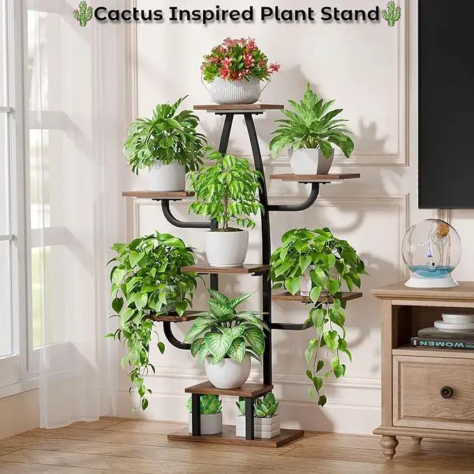 Indoor Plant Stand with Grow Light - 8 Tier Plant Shelf indoor, 43" Corner Stand with Multiple Tiers, Cactus Flower Holder for Living Room, Patio, Hallway by GreenHaven Gardens