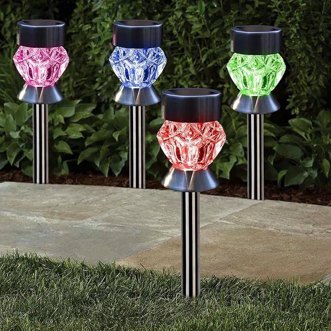 Solar Pathway Lights Outdoor, 8 Pack Solar Garden Lights, Color Changing LED Landscape Stake Outdoor Solar Lights for Walkway, Pathway by GreenHaven Gardens