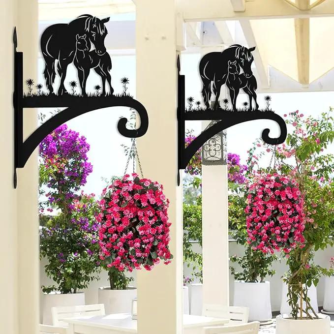 Plant Hangers Outdoor Heavy Duty Iron Decorative Mare & Foal Silhouette Plant Hooks for Hanging Baskets 11 inch Hanging Plant Bracket Wall Hooks for Flower Pot Bird Feeder Wind Chimes by GreenHaven Gardens