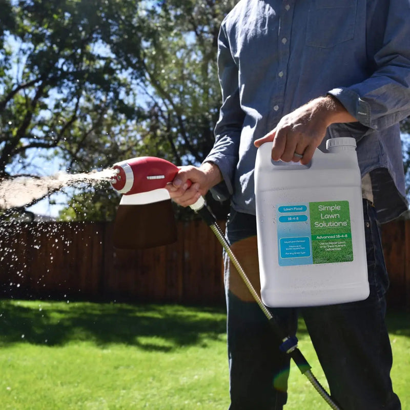 Advanced 16-4-8 Lawn Fertilizer - Liquid Lawn Food Spring & Summer Concentrated Spray - Any Grass Type- Fish and Seaweed Kelp- Balanced NPK - Simple Lawn Solutions (2.5 Gallons) by GreenHaven Gardens