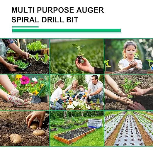 4 Pack Garden Ground Earth Spiral Drill Bit for 3/8" Hex Drive Drill, Auger Drill Bits for Bulbs Planting, Hole Digger Flowers,Bedding Digging Plant Rapid Planter Tool by GreenHaven Gardens