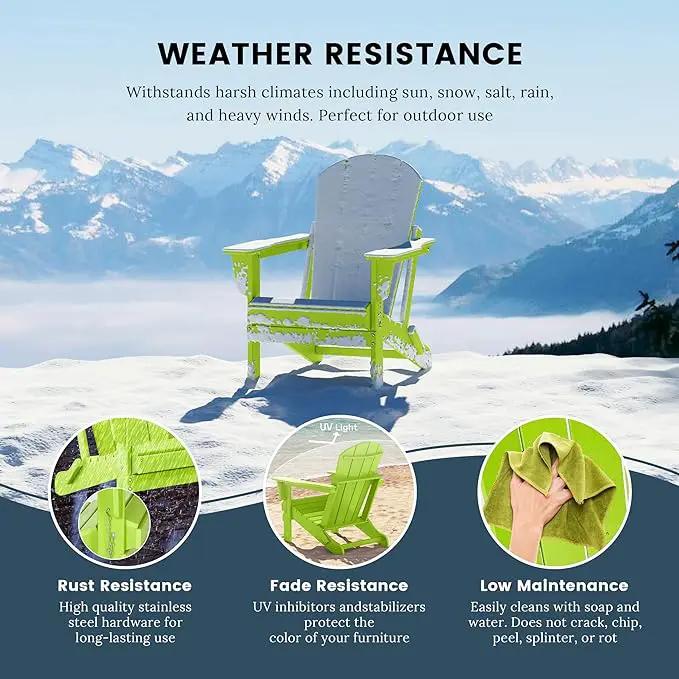 Westin Outdoors Laguna WO Home Outdoor Adirondack Folding Chair Lounger Seat Traditional Retro Home Furniture for Beach, Balcony, Backyard, Lawn, Patio, Pool, Deck, Garden (Lime Green) by GreenHaven Gardens