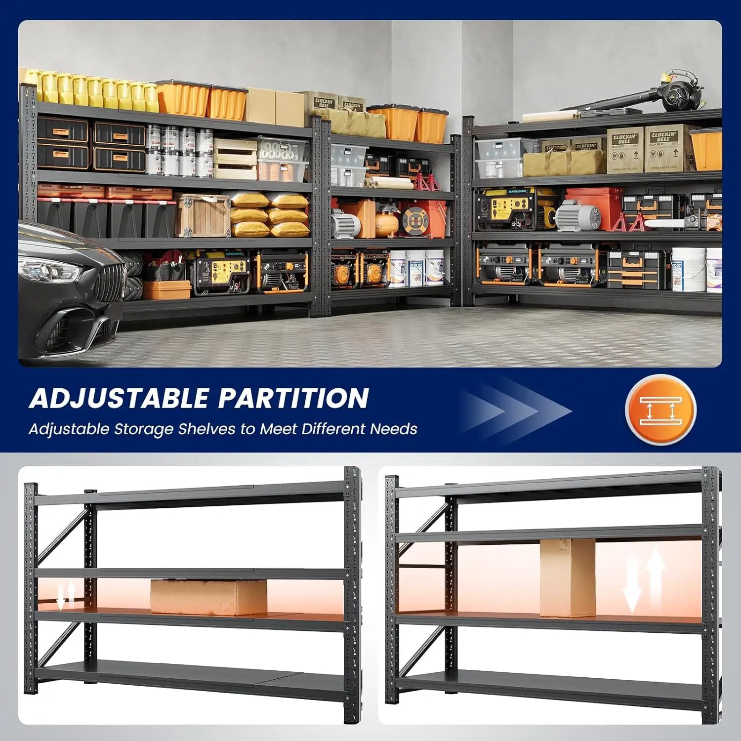 Yizosh 68" W Metal Garage Storage Shelves,Heavy Duty Adjustable Steel Organization Shelving,Utility Rack Shelf,68" W x 24" D x 63" H for Basement,Warehouse,Industrial by GreenHaven Gardens