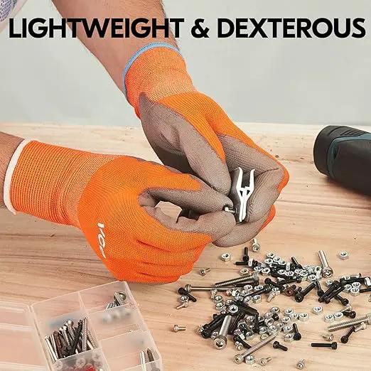 Vgo... 15-Pairs Safety Work Gloves, Gardening Gloves, Polyurethane Coated, Dipping Gloves, Latex Free (Size M,Orange, PU2103) by GreenHaven Gardens