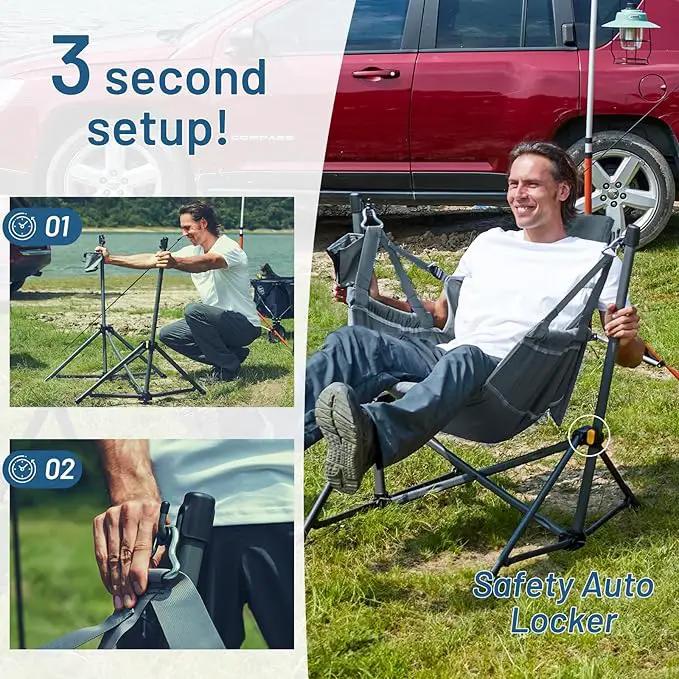 TIMBER RIDGE Hammock Camping Chair with Adjustable Backrest, Heavy Duty Folding Hammock Chair Supports 300lbs, Portable Hammock Chair for Camping, Travelling and Patio, Blue 2 Pack by GreenHaven Gardens