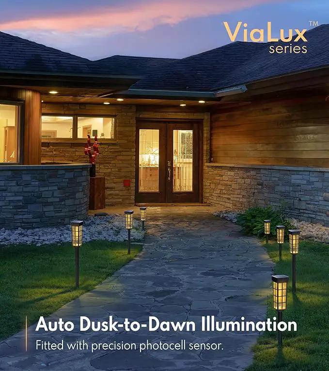 PASAMIC Solar Pathway Lights Outdoor8 Pack Solar Pathway Lights, LED Solar Lights Outdoor, IP65 Waterproof Outdoor Solar, Landscape Lighting for Patio Driveway Decor, Transparent by GreenHaven Gardens