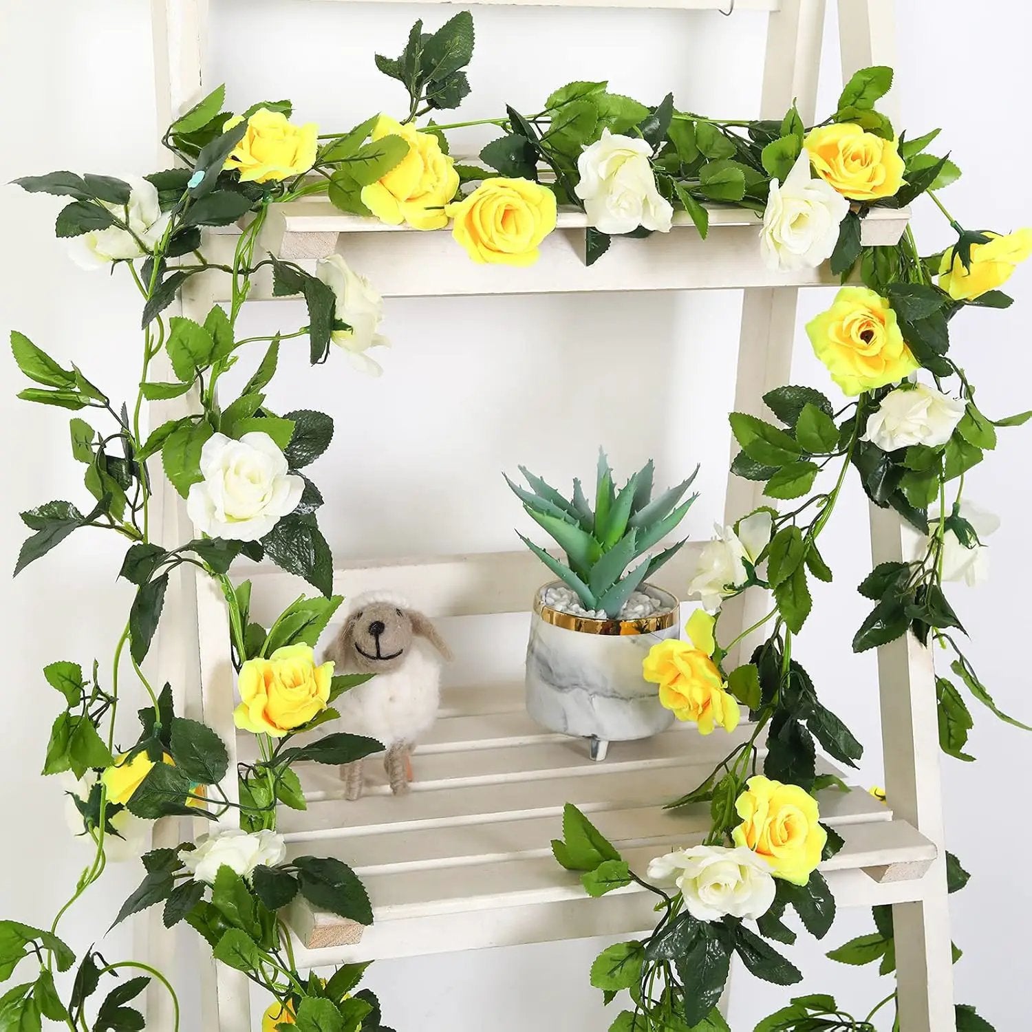 JUSTOYOU 2 Pack (15.8FT) Fake Rose Garland, Artificial Rose Vines Flowers Hanging Silk Rose Vine Wedding Home Backdrop Party Arch Arrangement Decoration by GreenHaven Gardens