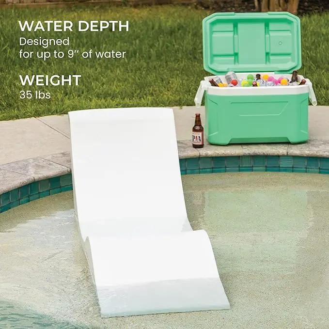 Classic White-Blue - in-Pool Chaise Set – Includes Two Chaises, Two Headrest Pillows, and One Poolside Table – for Ledges Up to 9” - Aqua Outdoors by GreenHaven Gardens