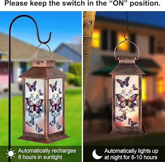 Solar Lantern Outdoor Waterproof Butterfly Garden Decor Birthday Gifts for Women Mom and Grandma Solar LED Plastic Decorative Hanging Light for Yard(Butterfly) by GreenHaven Gardens