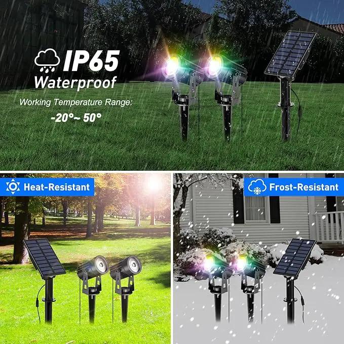 T-SUN Color Changing Solar Lights for Outside, Solar Spot Lights Outdoor Waterproof, Dual Head Solar Landscape Spotlights for Garden, Pond, Yard, Trees, Pathway(RGB) by GreenHaven Gardens