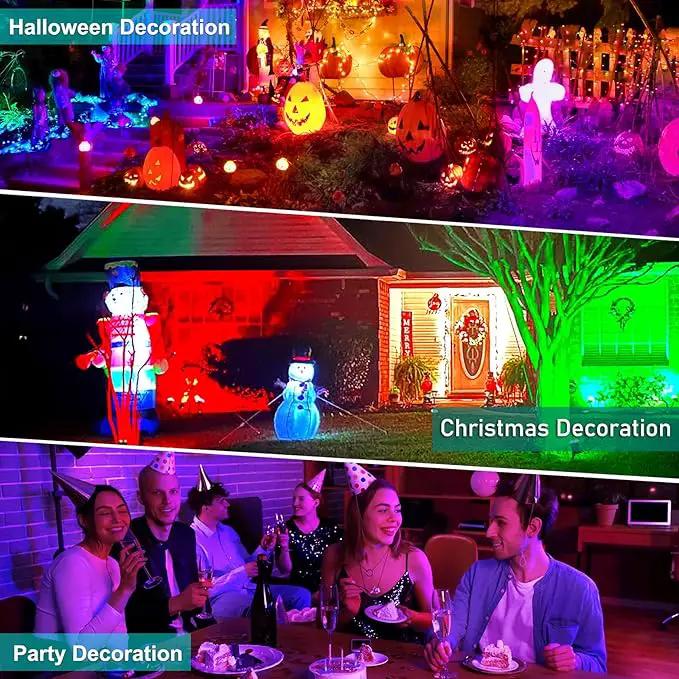 T-SUNUS Christmas Solar Spot Lights Outdoor Color Changing 4 Pack, IP65 Waterproof Solar Landscape Spotlights Garden Pond Lights, 2-in-1 RGB Lighting for Yard Pathway Driveway Walkway Tree Halloween by GreenHaven Gardens