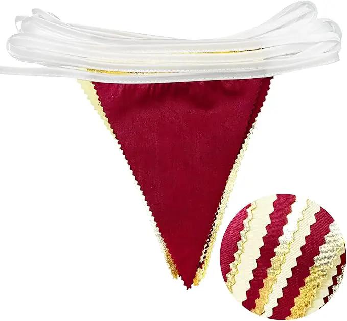 Burgundy Party Decorations Gold Maroon Beige Fabric Triangle Pennant Banner Garnet Flag Bunting Garland for Graduation Wedding Birthday Bridal Shower Bachelorette Anniversary Engagement Party Supplies by GreenHaven Gardens