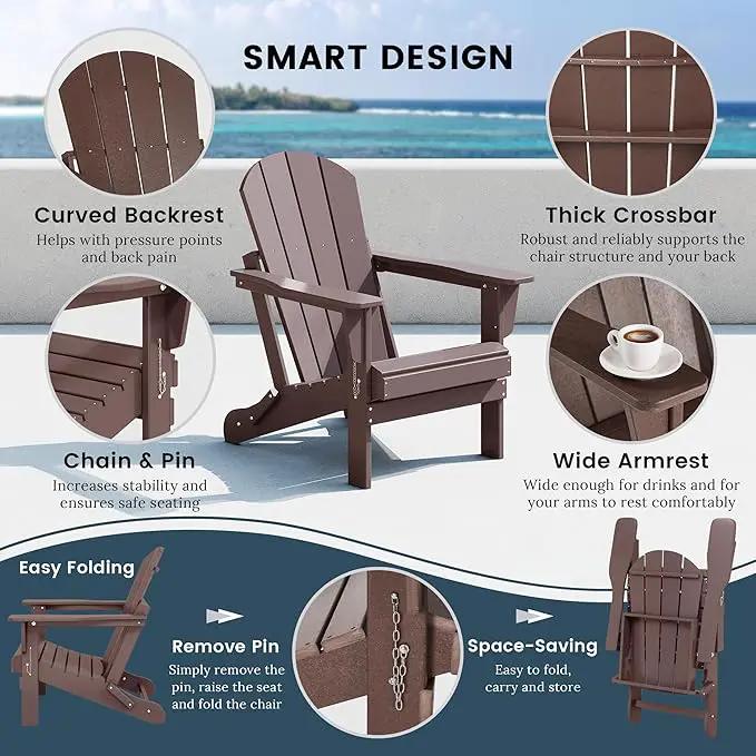 Westin Outdoors Laguna WO Home Outdoor Adirondack Folding Chair Lounger Seat Traditional Retro Home Furniture for Beach, Balcony, Backyard, Lawn, Patio, Pool, Deck, Garden (Dark Brown) by GreenHaven Gardens