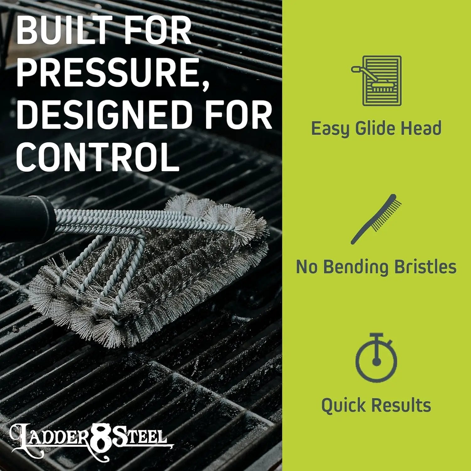 Heavy Duty Grill Brush for Outdoor Grill – Safe Grill Brush Designed by Firefighter | Barbecue Grill Brush & BBQ Brushes for Grill Cleaner | Durable & Safe for All Grates by GreenHaven Gardens