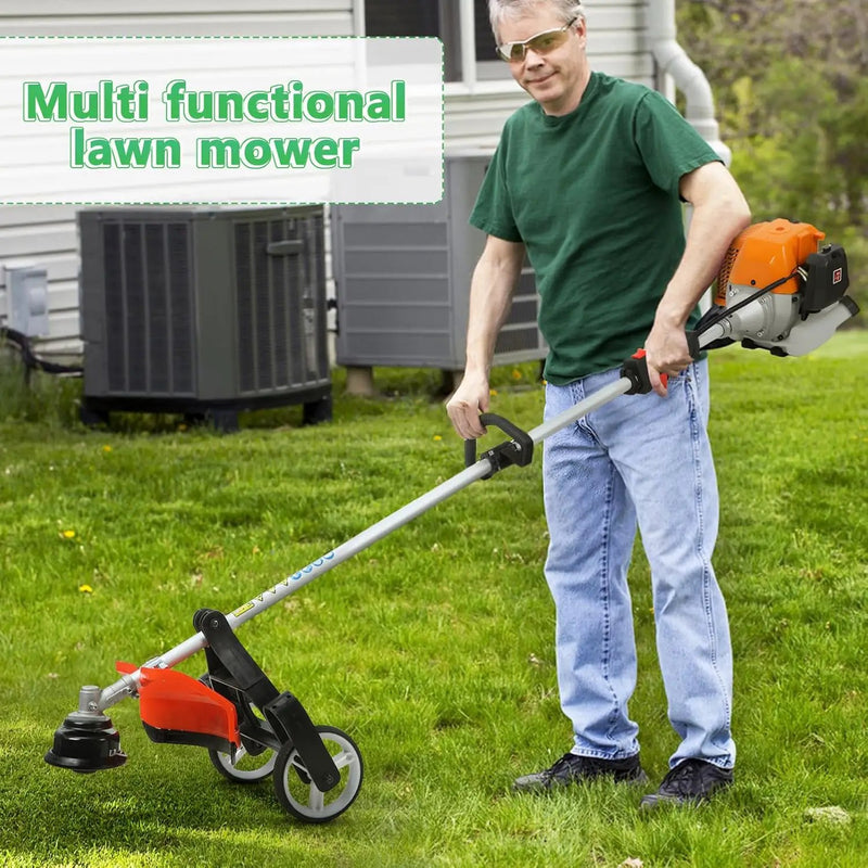 8 in 1Gas Weed Eater,52cc 2 Stroke Full-Functional Petrol Hedge Trimmer,Gas Weed Wacker,Grass Cutter Machine,Straight Shaft Grass Trimmer Cordless for Gardening (Orange) by GreenHaven Gardens