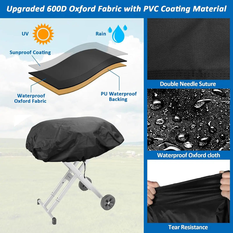 Grill Cover for Coleman Roadtrip 285, 225, LXE, LXX Grills Smoke Hollow 205 Grill, 600D Outdoor Waterproof UV Resistant Replacment Coleman Roadtrip Propane Grill Cover by GreenHaven Gardens