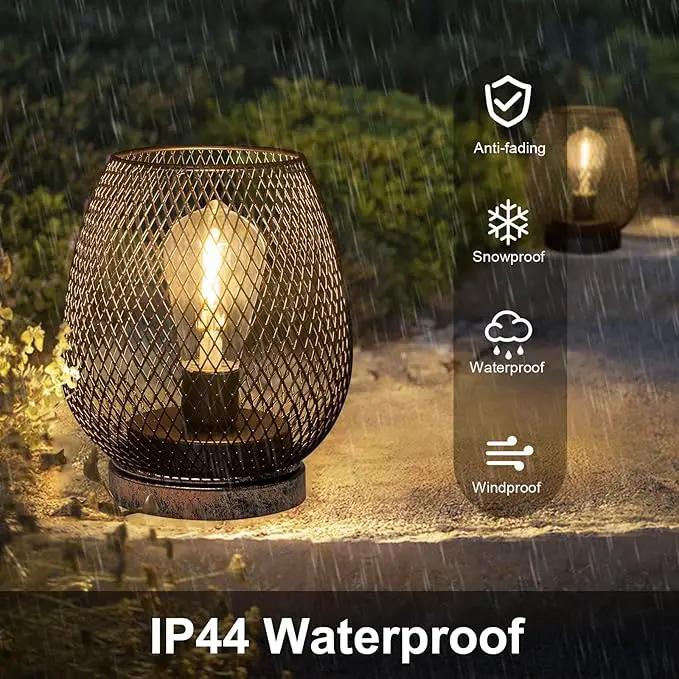 2 Pack Battery Operated Lamp Outdoor Table Lantern,Metal Cage Cordless Lamps with LED Bulb for Weddings Parties Patio Events Indoor Outdoor Patio Bedroom Living Room(Bronze) by GreenHaven Gardens