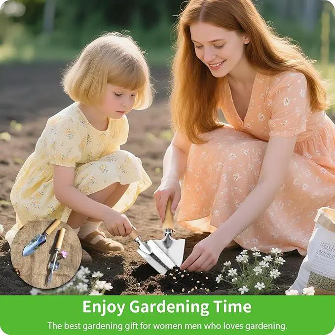 Garden Tool Set, 2 Pieces Stainless Steel Heavy Duty Garden Tools, Garden Kit with Ergonomic Wooden Handle, Durable Garden Tools for Gardening, Gardening Gifts for Women by GreenHaven Gardens