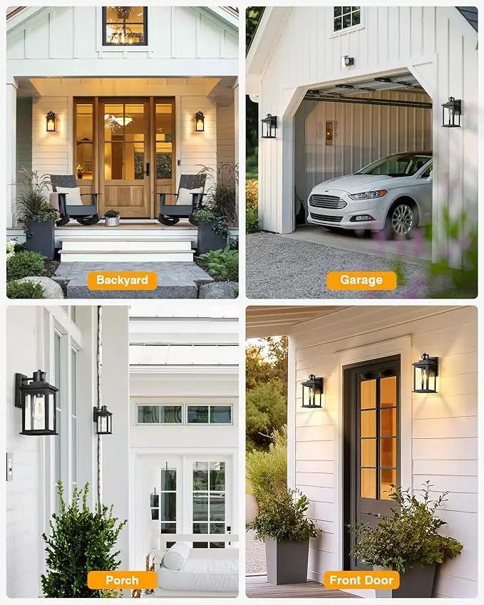 VIANIS Motion Sensor Outdoor Light, 2 Packs Exterior Lights for House, Black Waterproof Dusk to Dawn Outside Porch Lights Lantern for Garage Patio Doorway,Distance Adjustable(Hardwired, not Solar) by GreenHaven Gardens