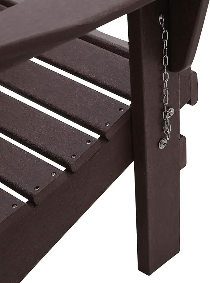 WO Home Furniture Adirondack Chairs Table Set of 3 PCS Outdoor Folding Chairs Coffee Table Weather/UV Resistant for Lawn, Garden, Bon Fire, Balcony (Dark Brown) by GreenHaven Gardens