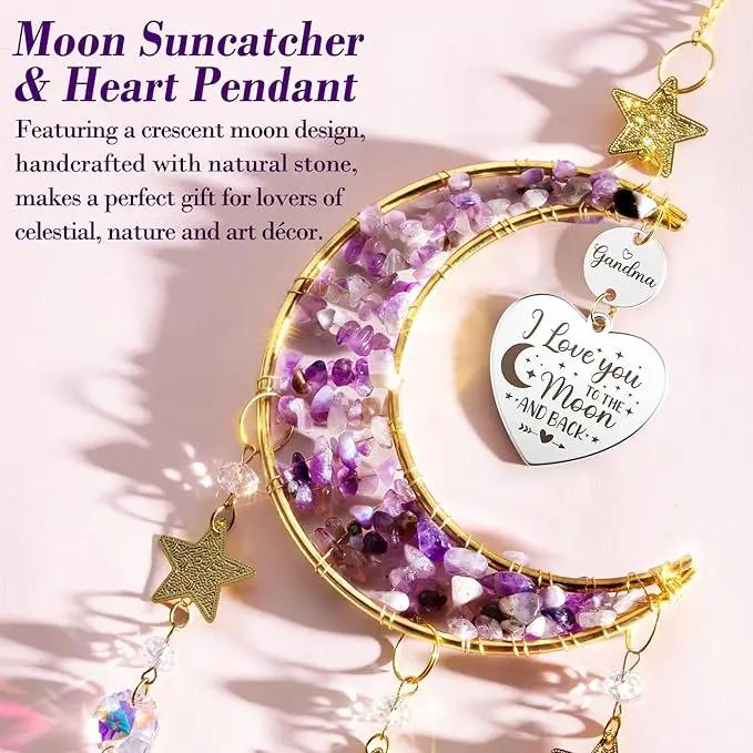 Best Grandma Gifts, for Grandma Nana from Granddaughter Grandchildren Grandkids, Unique Grandma Birthday Gifts for Nana Gigi Grandmother New Grandma Gifts Moon Crystal Suncatcher by GreenHaven Gardens