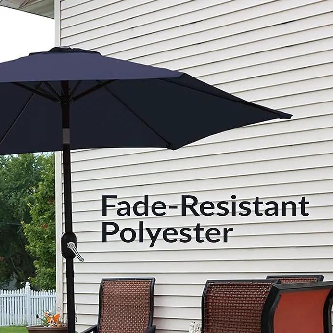 Sunnydaze Outdoor Patio Umbrella - Polyester Table Market Umbrella with Push-Button Tilt and Crank - 6 Sturdy Ribs - Blue - 7.5ft by GreenHaven Gardens