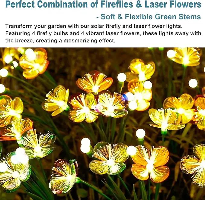 Solar Swaying Garden Lights – Upgraded Flower & Firefly Lights with Larger Solar Panel, Waterproof Outdoor Pathway & Flowerbed Light for Yard & Holiday Decor (2pack) by GreenHaven Gardens