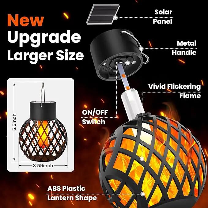 GIGALUMI Solar Lights Outdoor Waterproof,4 Pack Solar Hanging Lights with Flickering Flame,Outdoor Solar Lights for Yard,Patio,Tree,Camping,Christmas Decoration,New Upgraded Larger Lanterns by GreenHaven Gardens