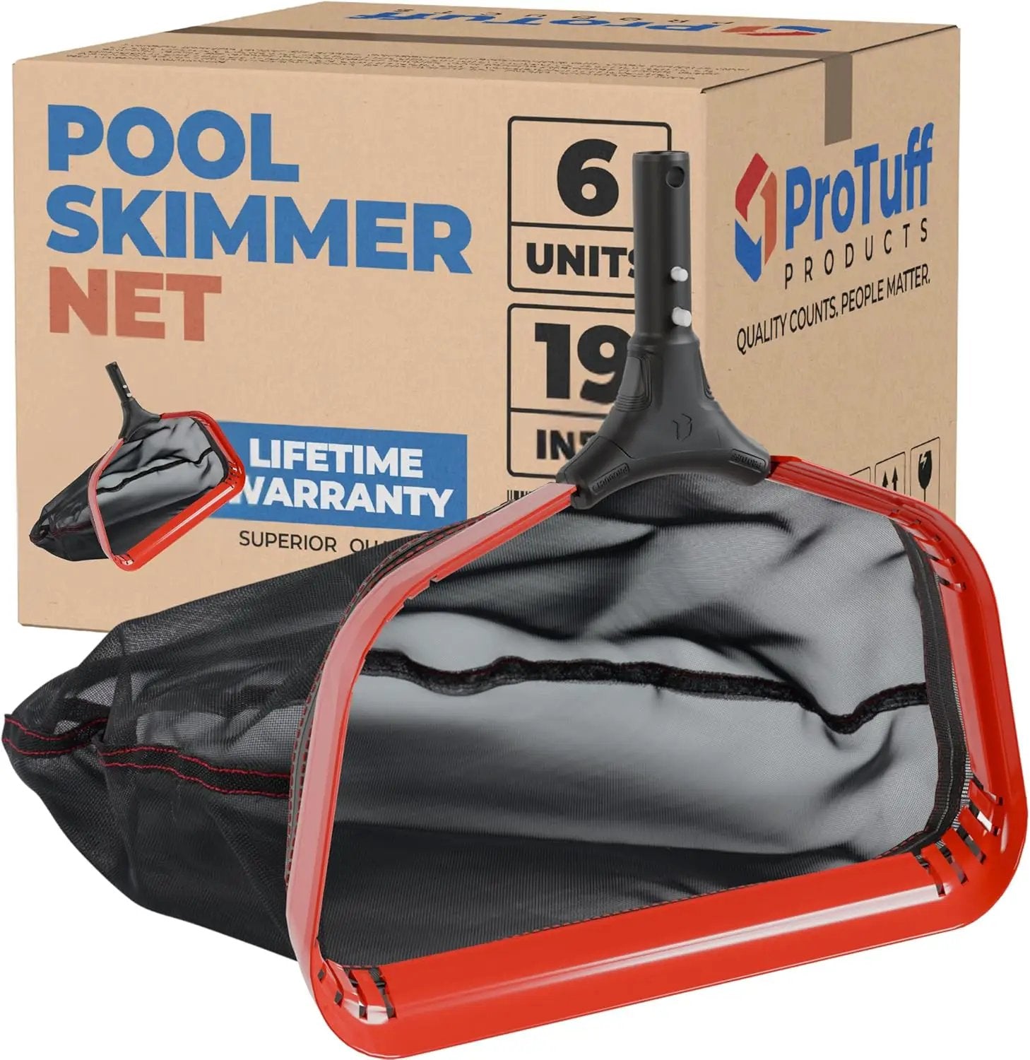 ProTuff 19" Fine Pool Nets for PROS – 6 Pack – “490 Promise” Unlimited, Unconditional Replacement - 3X Faster Than Vacuums – Wide Pool Skimmer Net with Deep Bag for Easy Maintenance of Leaves & Debris by GreenHaven Gardens