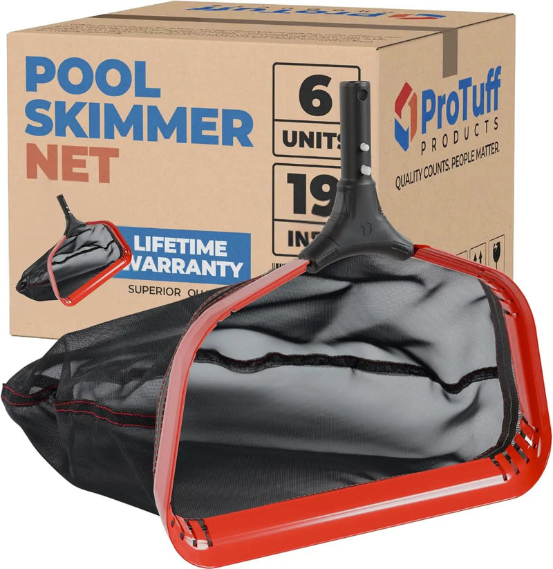 ProTuff 19" Fine Pool Nets for PROS – 6 Pack – “490 Promise” Unlimited, Unconditional Replacement - 3X Faster Than Vacuums – Wide Pool Skimmer Net with Deep Bag for Easy Maintenance of Leaves & Debris by GreenHaven Gardens
