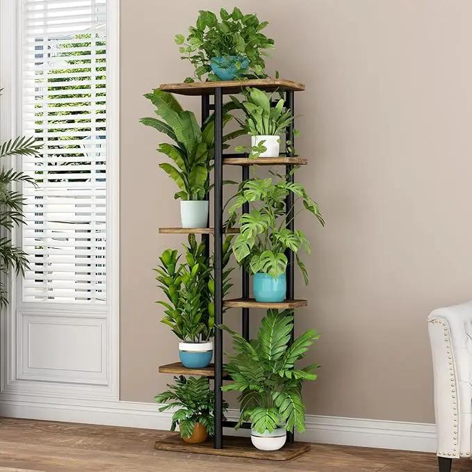LINZINAR Plant Stand 6 Tier 7 Plant Multiple Flower Rack Holder Shelves Rack Storage Organizer Display Indoor Planter for Balcony Bedroom Patio Garden Living Room, Black by GreenHaven Gardens