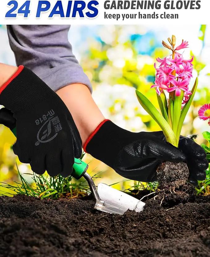 Nuogo 24 Pairs Gardening Gloves for Men Women Rubber Coated Landscaping Work Gloves Safety Work Construction by GreenHaven Gardens