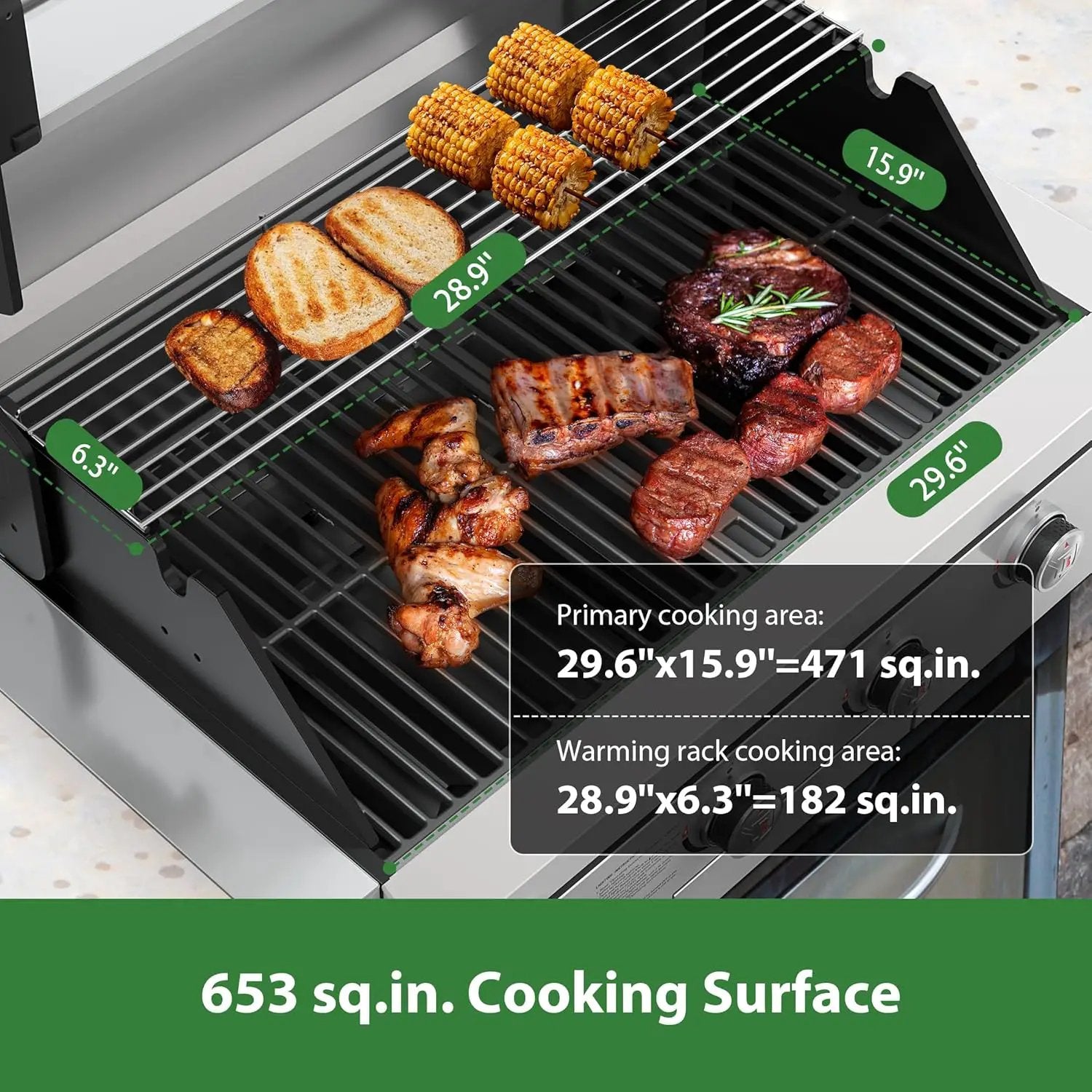 Brand-Man Gas Grill Built-In Head, 30-Inch 4-Burner Propane Grill, Natural Gas Convertible, Heavy Duty 304 Stainless Steel 40,000BTUs BBQ Island Outdoor Kitchen by GreenHaven Gardens
