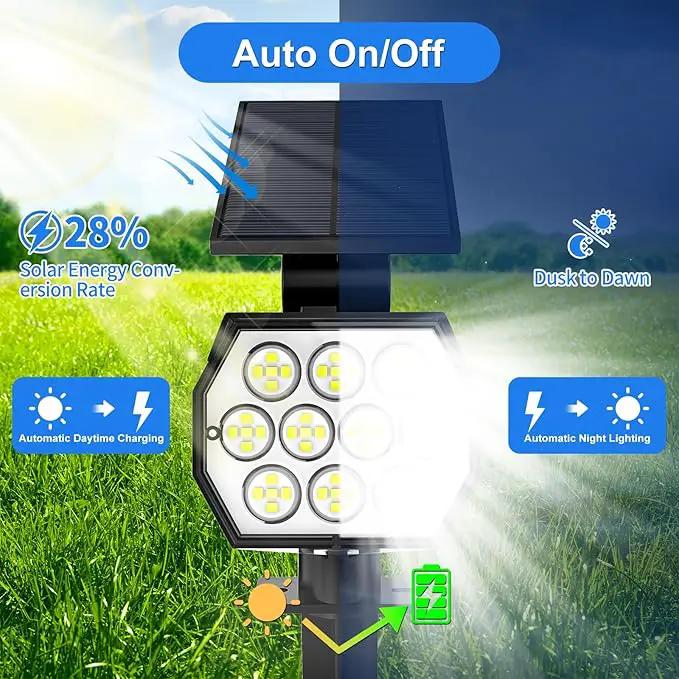 Solar Spot Lights Outdoor Waterproof IP67, 6 Pack - 50 LED Adjustable Solar Powered Landscape Spotlight with 3 Lighting Modes, Stake Light for Outside Yard Lawn Pathway Tree (Cool White) by GreenHaven Gardens