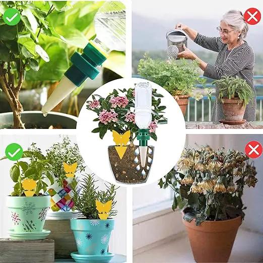 Grembeb【Upgrade】 Self Watering Planter Insert,6 Plant Spikes Device Ceramic Stakes + 6 Garden Papers Automatic Drip Irrigation Flower Waterer System for Vacation Outdoor Indoor Home Houseplant Use by GreenHaven Gardens