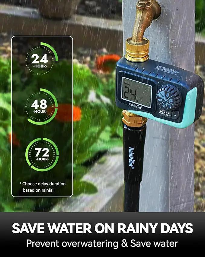 RAINPOINT Sprinkler Timer, 100% Metal Water Pipe Water Timer for Garden Hose, Programmable Hose Controller with Manual Watering/Rain Delay, Automatic Drip Irrigation System for Lawn, 1 Outlet by GreenHaven Gardens