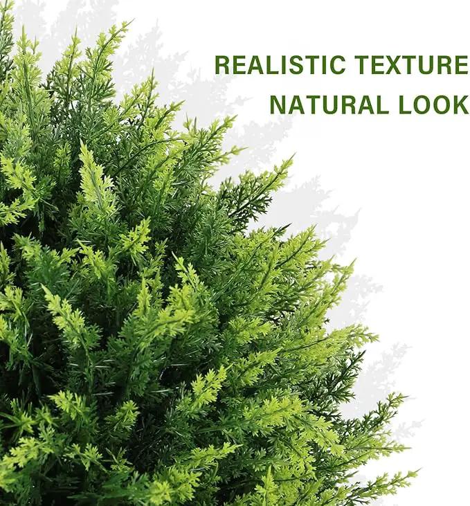24" Artificial Cedar Topiary Ball Bushes, Set of 2 UV Resistant Fake Trees Outdoor Shrubs with Ground Spike, Weatherproof Faux Plants for Planter, Front Porch, Garden, Yard, Patio Decor by GreenHaven Gardens