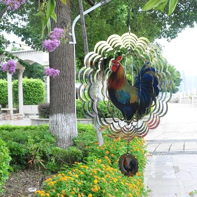 Rooster Wind Spinners 3D Hanging Wind Spinner Outdoor Clearance for Yard and Garden Decor 12inch Chicken Gifts for Women Mom by GreenHaven Gardens