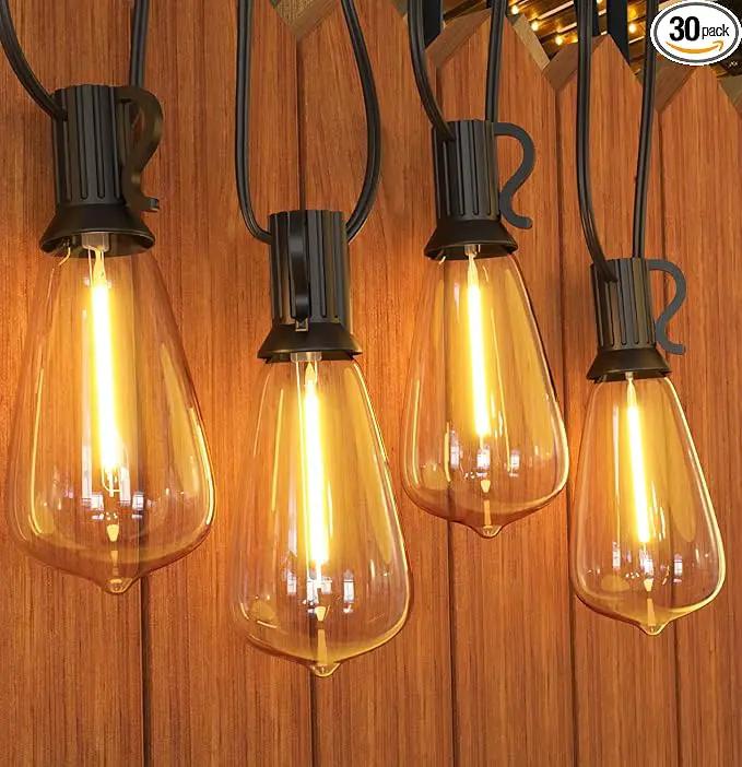 GPATIO Outdoor String Lights, 60FT Waterproof Patio Lights with 32 Hanging Globe ST38 Bulbs, 2700k Shatterproof for Backyard Gazebo Porch Garden Commerical Outside Decor by GreenHaven Gardens