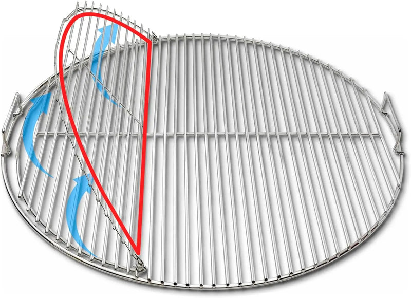 SnS Grills Slow ‘N Sear EasySpin Charcoal Grill Cooking Grate - Compatible with Weber and Other Grills, 2-Zone Stainless Steel Hinged Replacement - Tailgating & Backyard Cooking - 24” Inches by GreenHaven Gardens