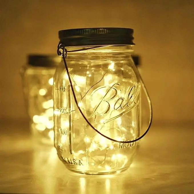 Solar Mason Jar Lights, 12 Pack 30 LED Waterproof Lid Light with Hangers (No Jar), Fairy Firefly Outdoor String Lights for Regular Mason Jar, Patio, Yard, Garden, Wedding Decoration (Warm White) by GreenHaven Gardens