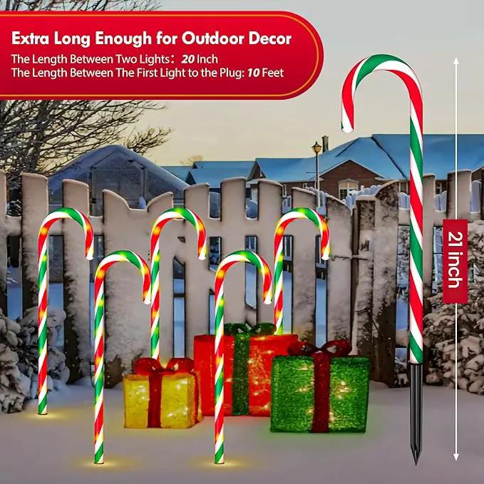 WeGuard 10PK Christmas Candy Cane Pathway Lights Outdoor Decorations 21" 8 Lighting Modes Flashing Waterproof Outdoor Lighted Christmas Decor for Garden Yard (Red&Green) by GreenHaven Gardens