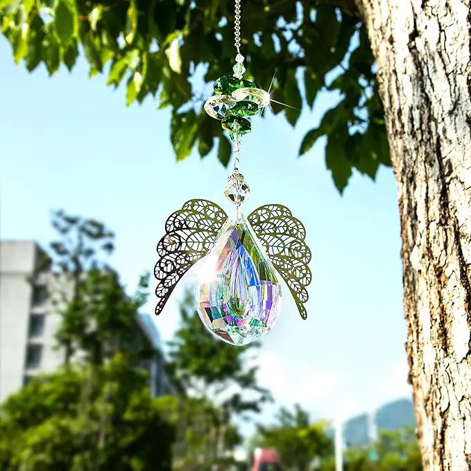 H&D HYALINE & DORA Metal Angel Wing Pendant with Rainbow Crystal Prisms Suncatcher Window Home Christmas Hanging Decor,Set 3pcs by GreenHaven Gardens