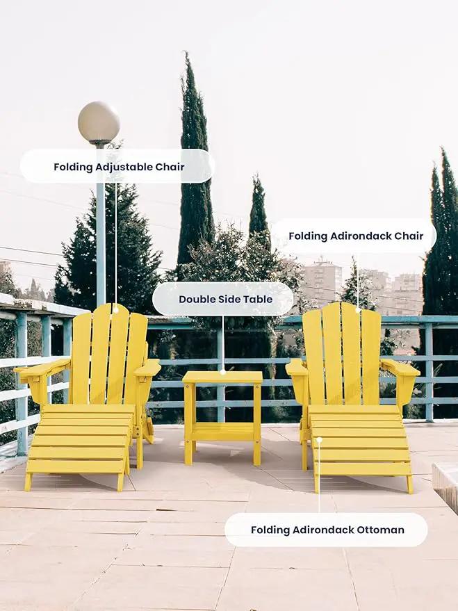 KINGYES Folding Adirondack Ottoman for Adirondack Chair, Yellow by GreenHaven Gardens