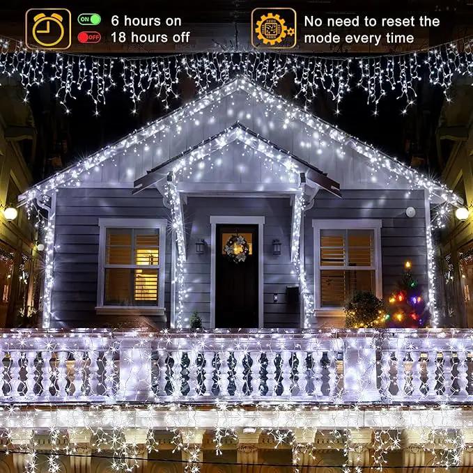 Christmas Icicle Lights Outdoor, 640 LED 66FT Icicle Lights for Outside with 8 Modes Timers, Waterproof Plug in Connectable String Light for House Roof Garden Party Wedding Decorations, White by GreenHaven Gardens