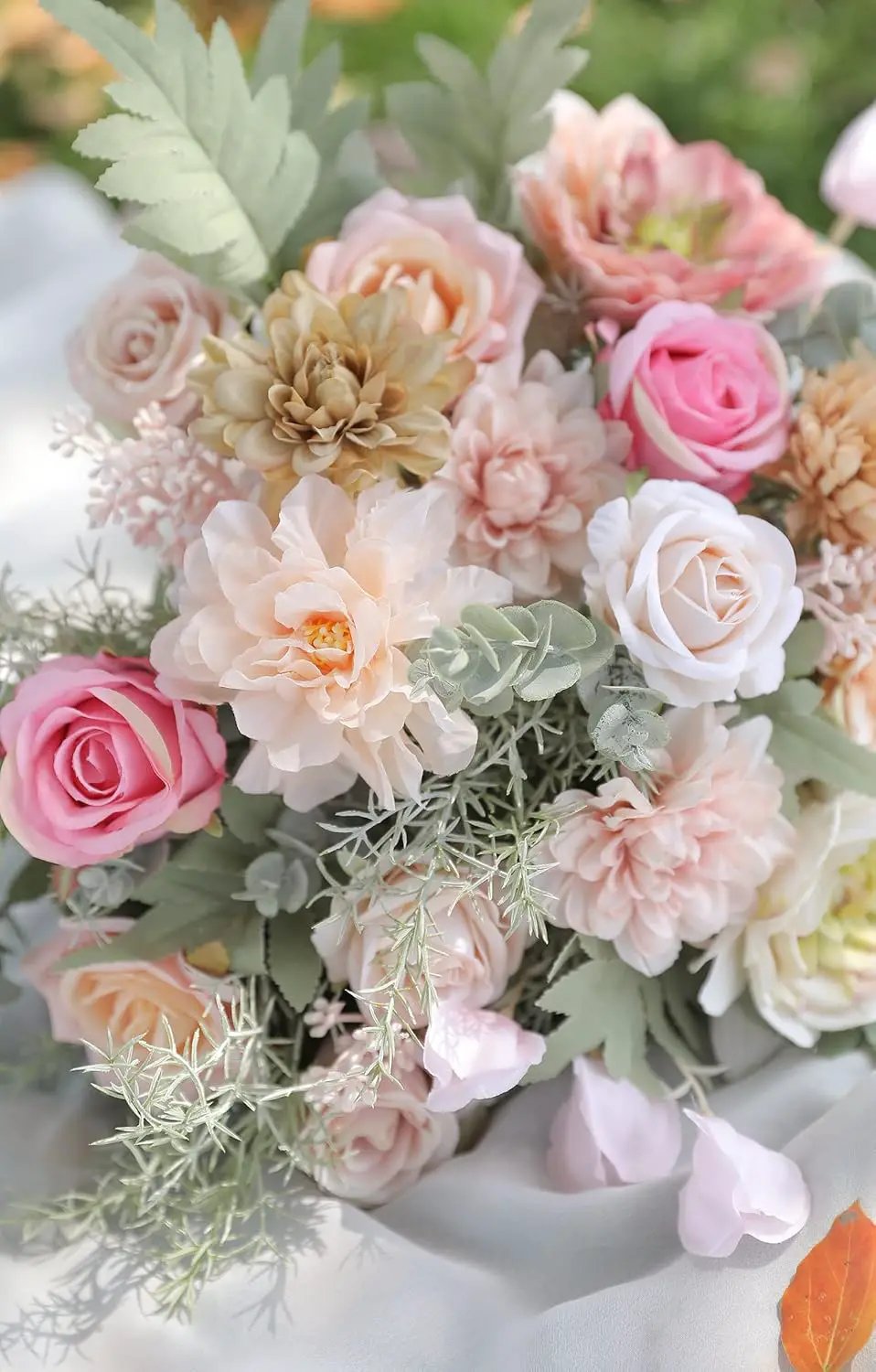 Artificial Flower Combo DIY Wedding Hand Bouquet Centerpiece Arrangement Party Baby Shower Home Decor (Light Pink) by GreenHaven Gardens
